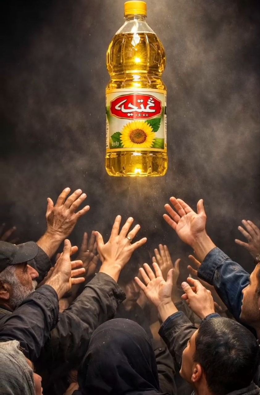 نمادی از نایاب شدن روغن و نگرانی معیشتی مردم گیلان