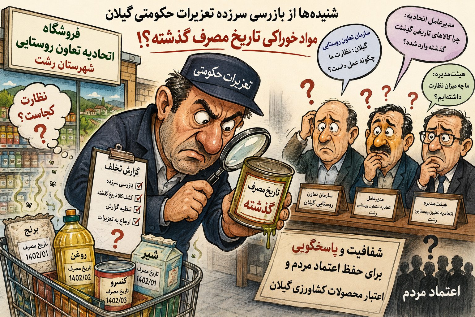 فروشگاه اتحادیه تعاون روستایی شهرستان رشت و بررسی موضوع بازرسی تعزیرات حکومتی گیلان