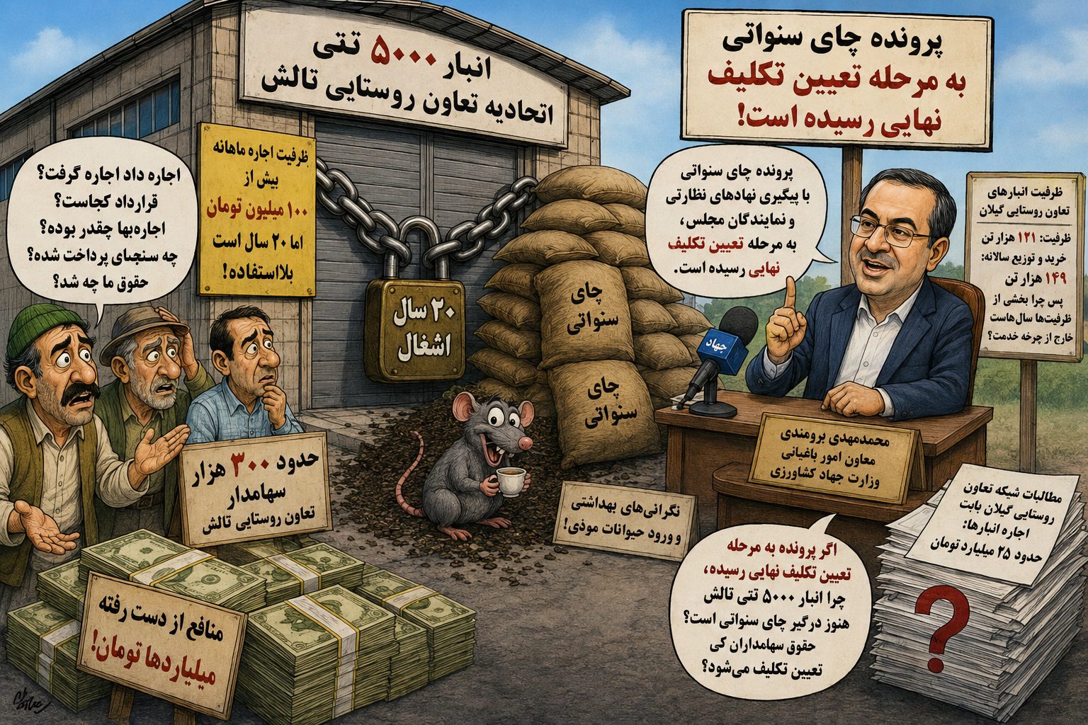 انبار ۵ هزار تنی اتحادیه تعاون روستایی تالش و وضعیت دپوی چای سنواتی